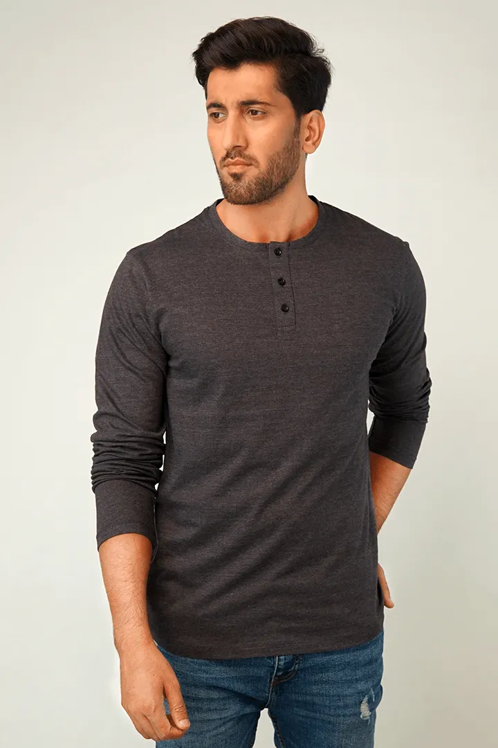 Smoky Full Sleeve Henley T-Shirt