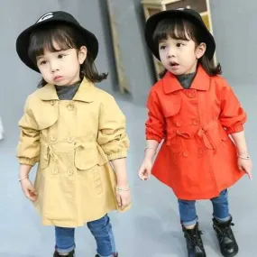 Solid Color Girl Trench Coat 2-9Y