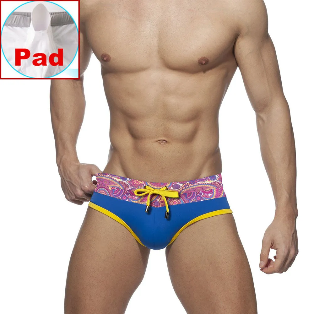 Solid Floral Waistband Style Men Brief