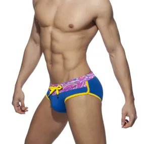 Solid Floral Waistband Style Men Brief