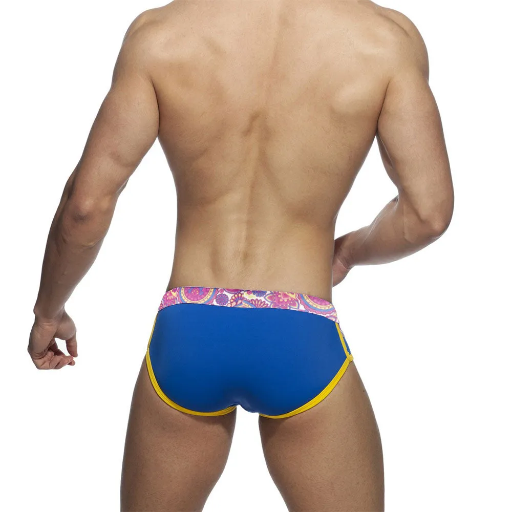 Solid Floral Waistband Style Men Brief