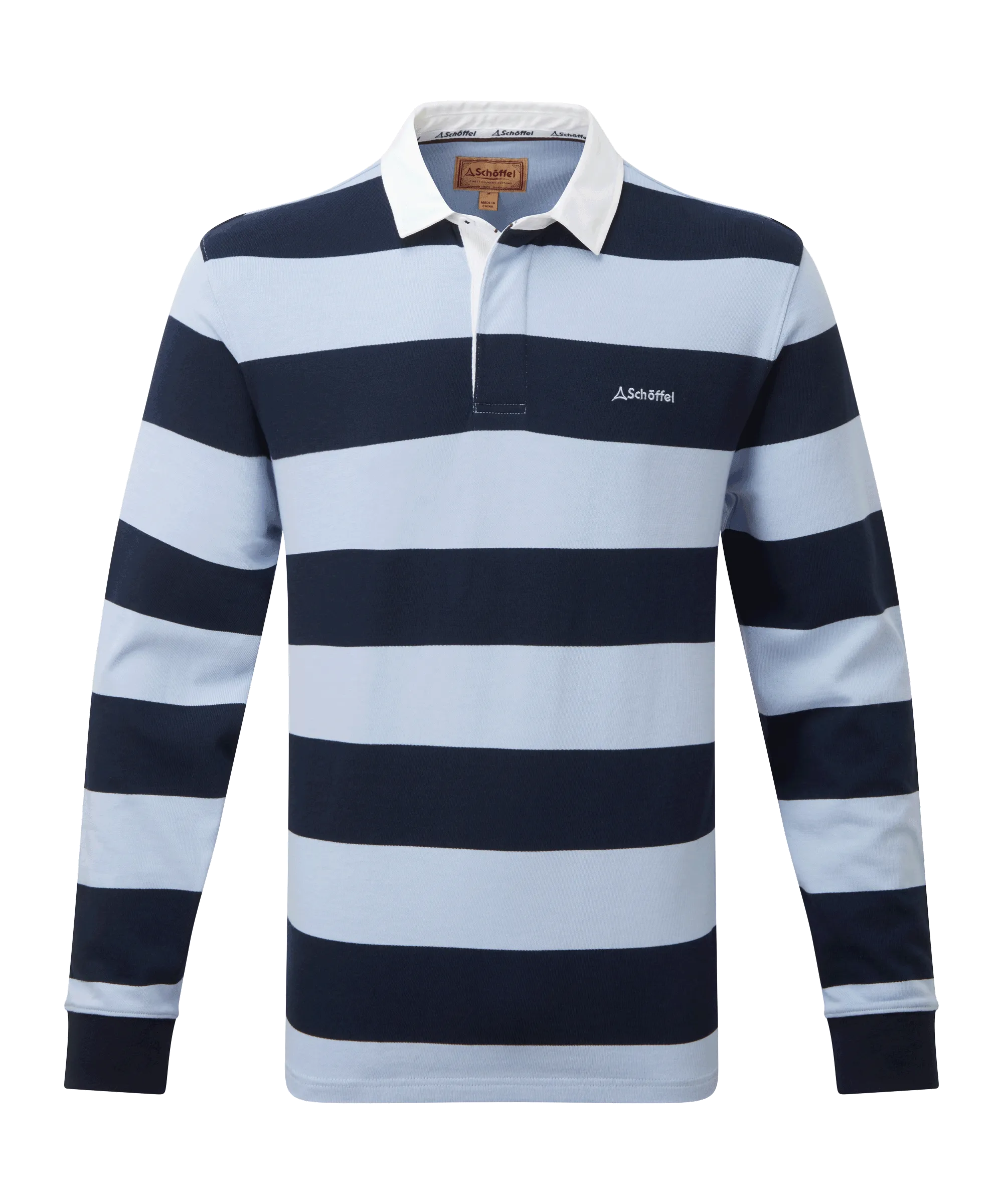 St Mawes Rugby Shirt - Navy/Pale Blue Stripe