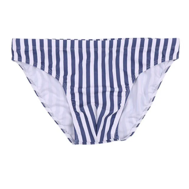 Striped Low Waist Nylon Briefs