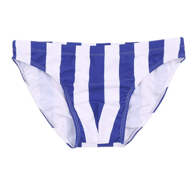 Striped Low Waist Nylon Briefs