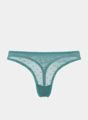 Sugi Recycled-Lace High-Leg Thong - Stormcloud Green