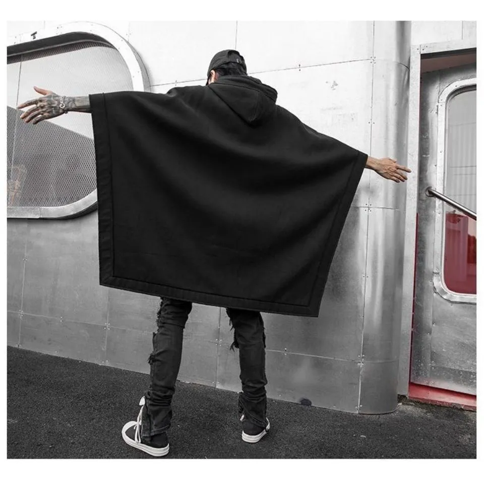 Techwear Black Oversized Hoodies Sweatshirt Baggy Trench Coat Anorak Men Goth Punk Japanese Streetwear Hip Hop Gothic