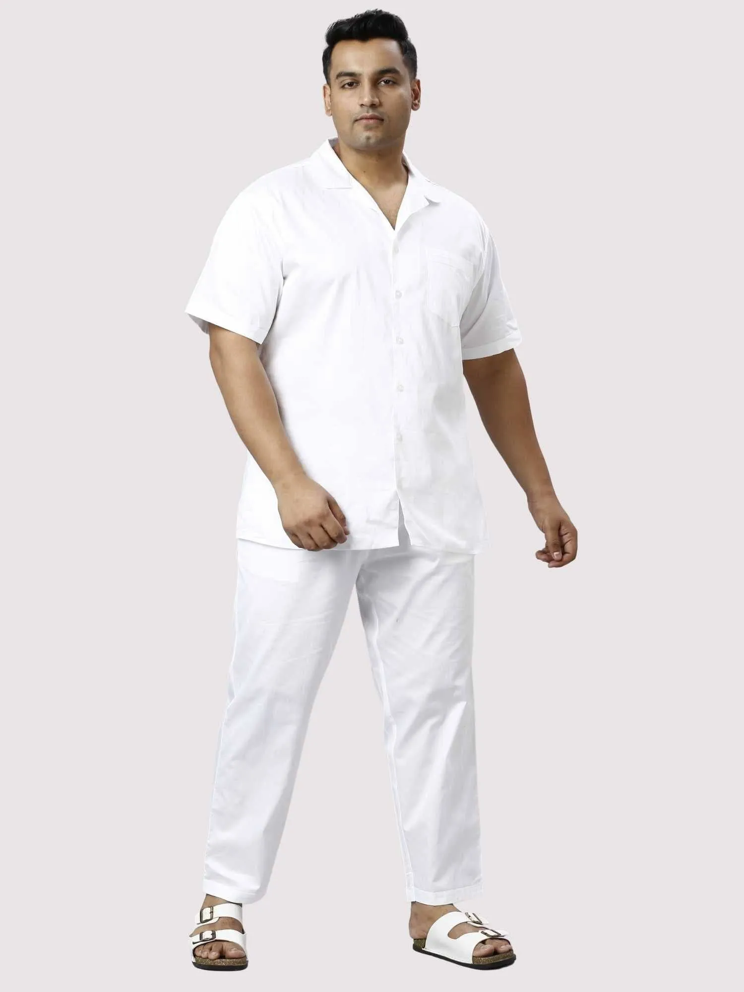 Titan Solid White Full Co-ords Set Men's Plus Size