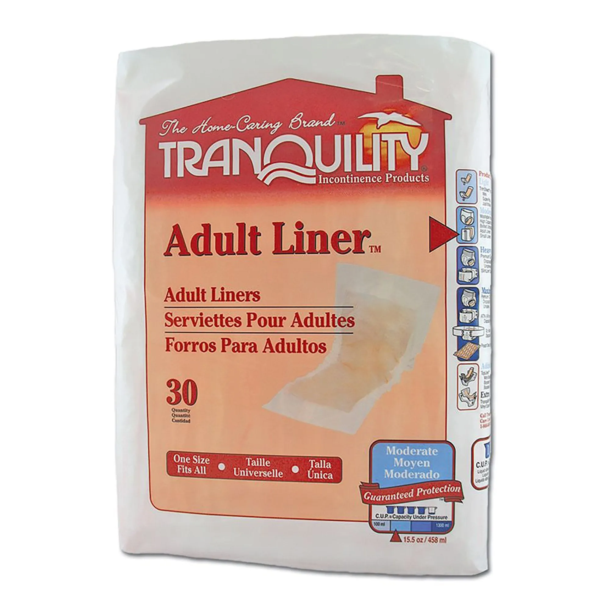 Tranquility® Moderate Incontinence Liner, 9 x 24 Inch