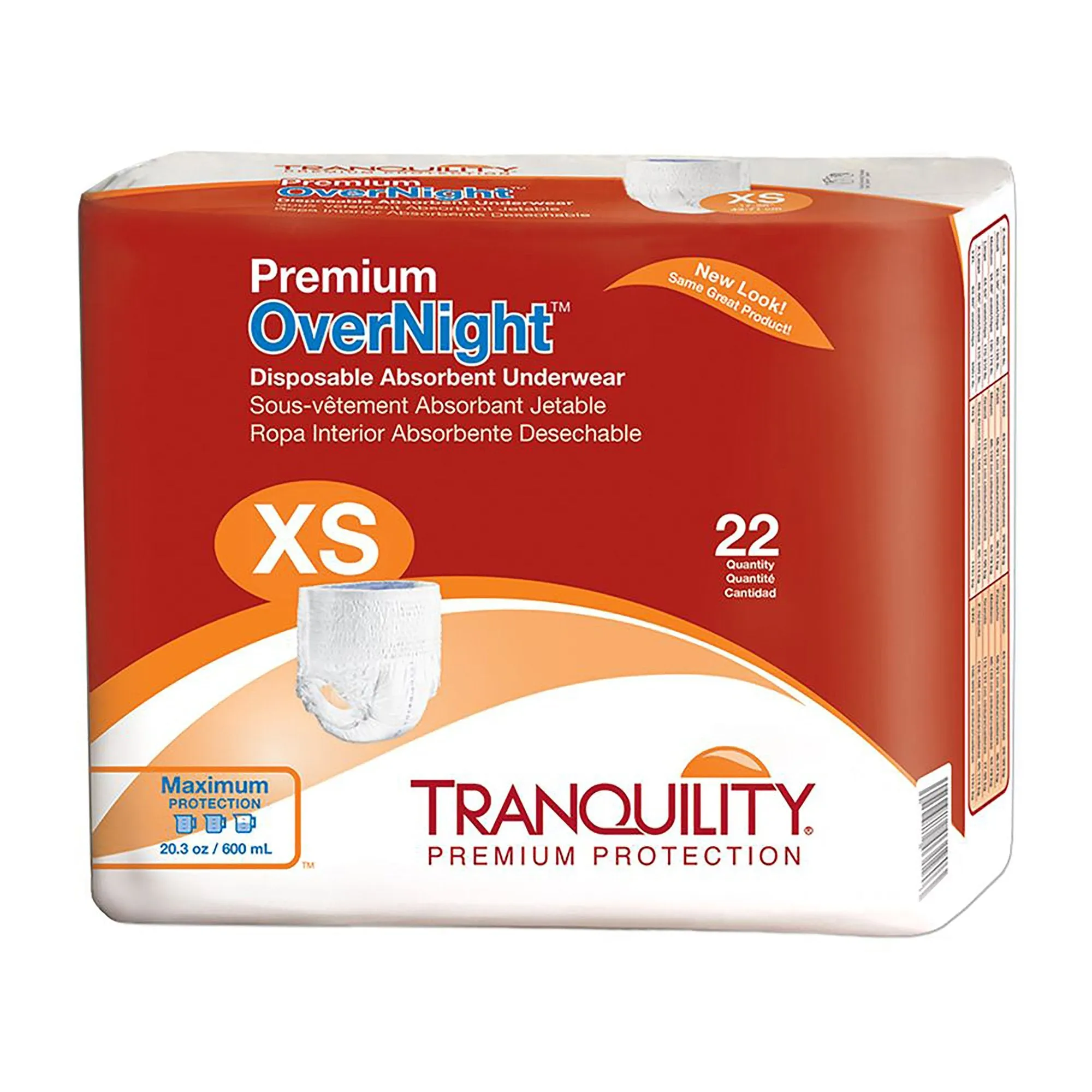 Tranquility® Premium OverNight™ Maximum Protection Absorbent Underwear, Extra Small