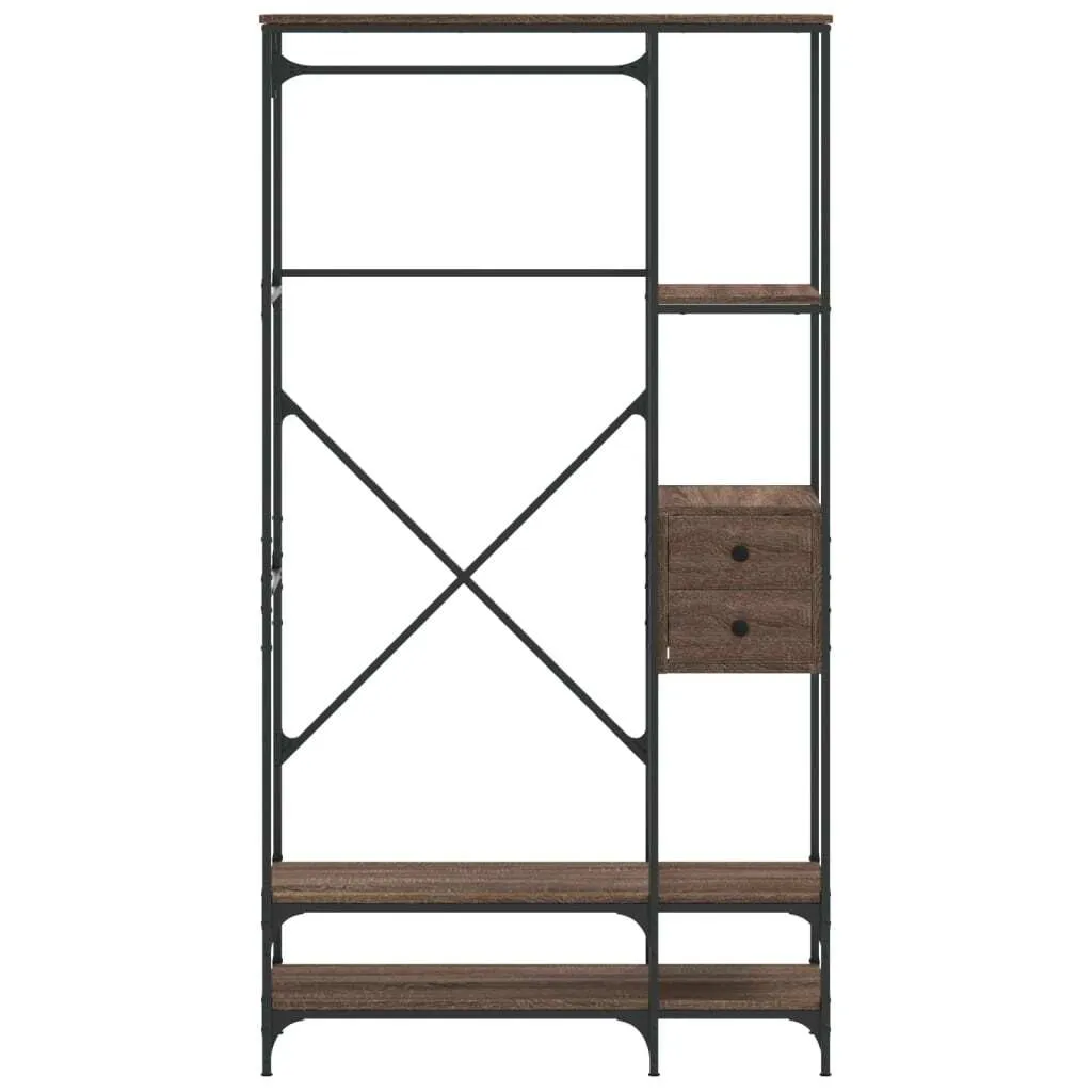 vidaXL Clothes Rack with Shelves Brown Oak Engineered Wood