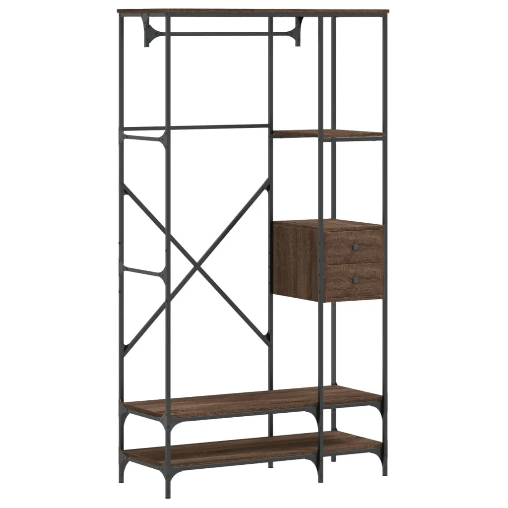 vidaXL Clothes Rack with Shelves Brown Oak Engineered Wood