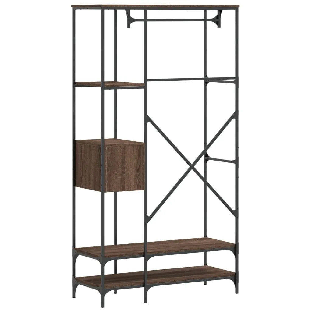 vidaXL Clothes Rack with Shelves Brown Oak Engineered Wood