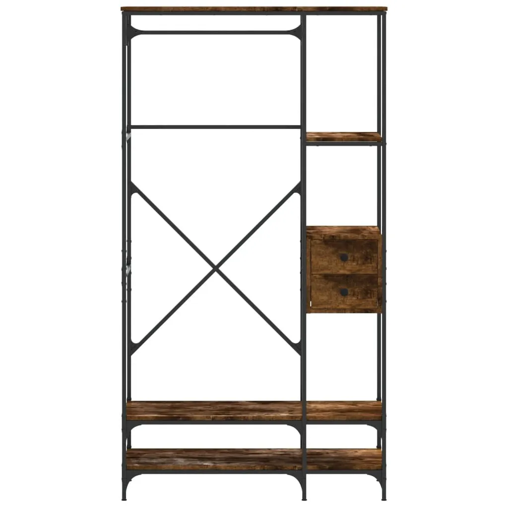 vidaXL Clothes Rack with Shelves Smoked Oak Engineered Wood