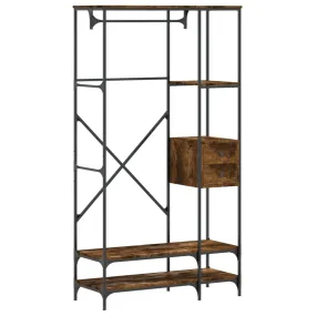 vidaXL Clothes Rack with Shelves Smoked Oak Engineered Wood