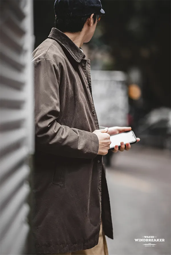 Vintage Long Oil Waxed Windbreaker Trench Coat