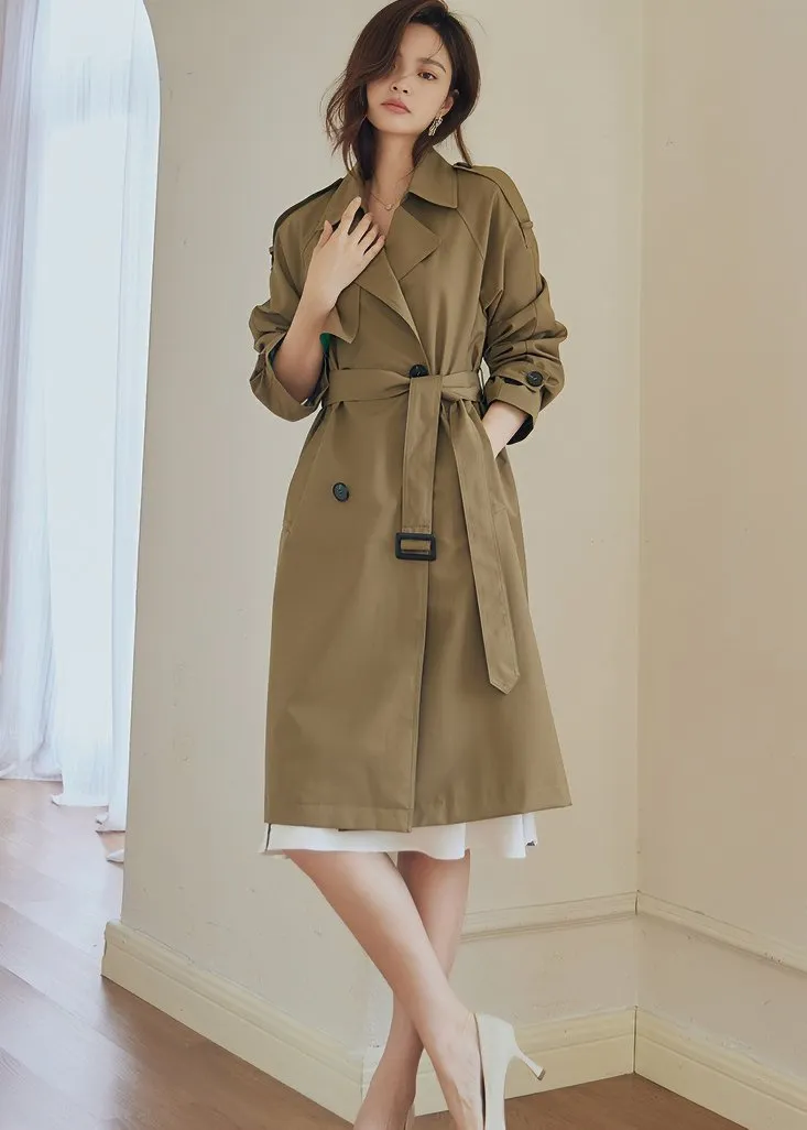 WAIST TIE MIDI TRENCH COAT