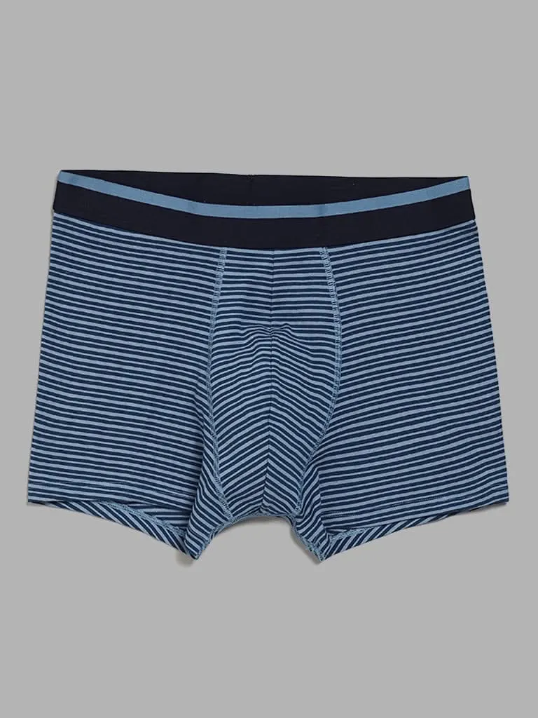 WES Lounge Blue Assorted Relaxed-Fit Trunks - Pack of 3