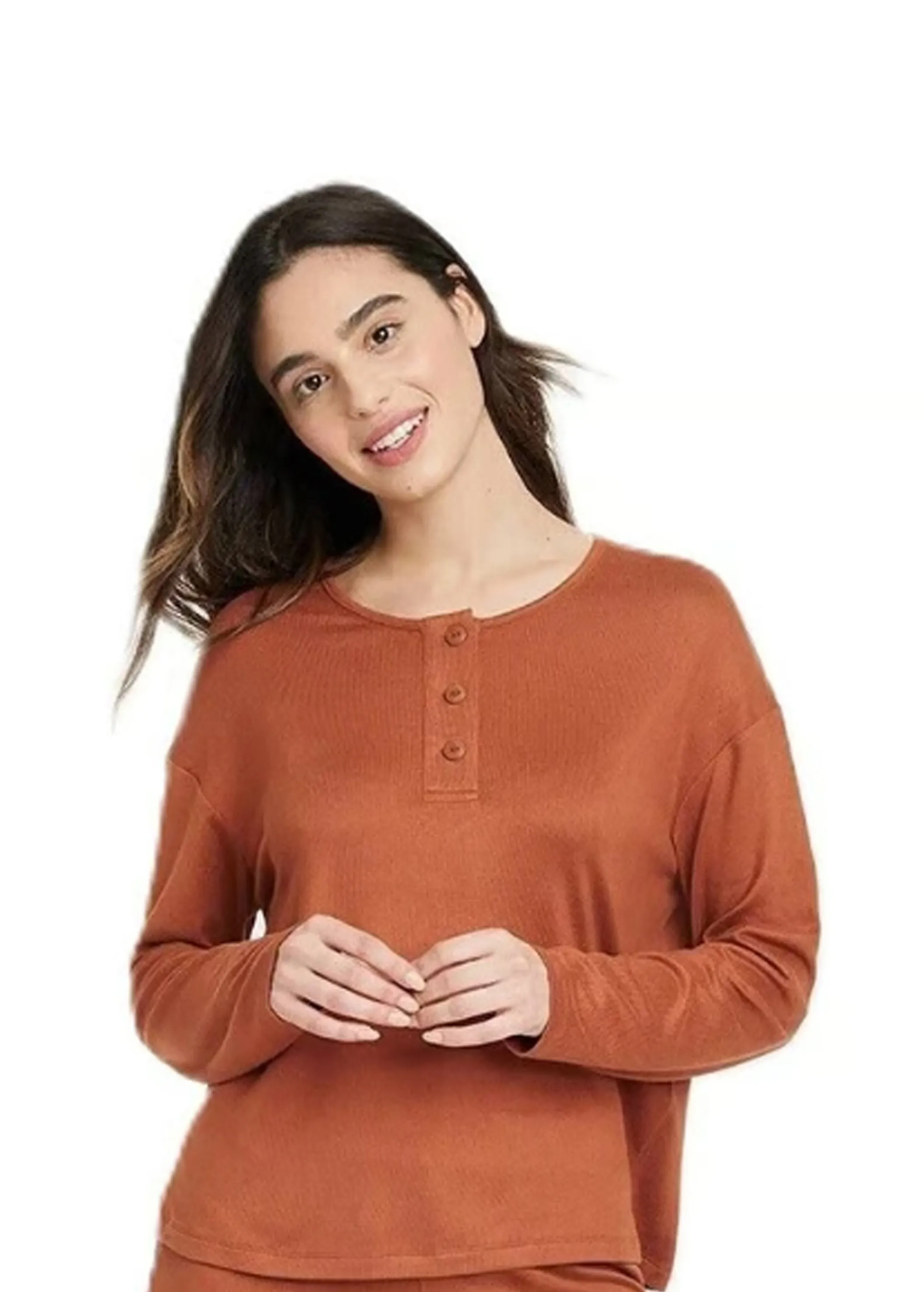 Women's Plain Sleepwear Top,Burnt Orange