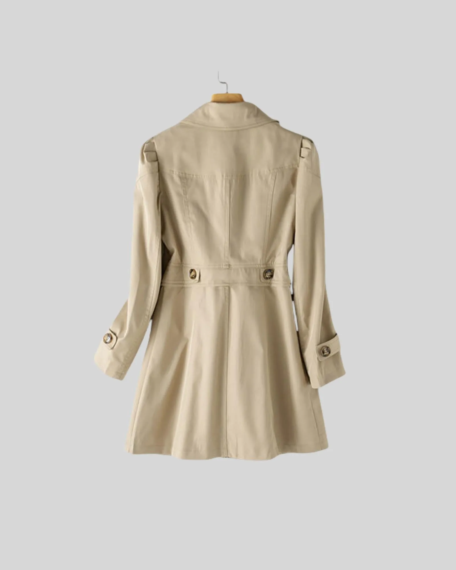 Women's trench coat single breasted classic lapel jacket slim fit jacket-Pam Coat