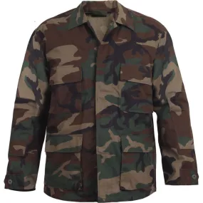 Woodland Camouflage - Military BDU Shirt - Polyester Cotton Twill