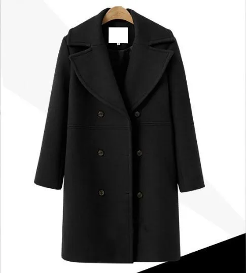 Woolen coat women's double-breasted mid-length trench coat woolen coat