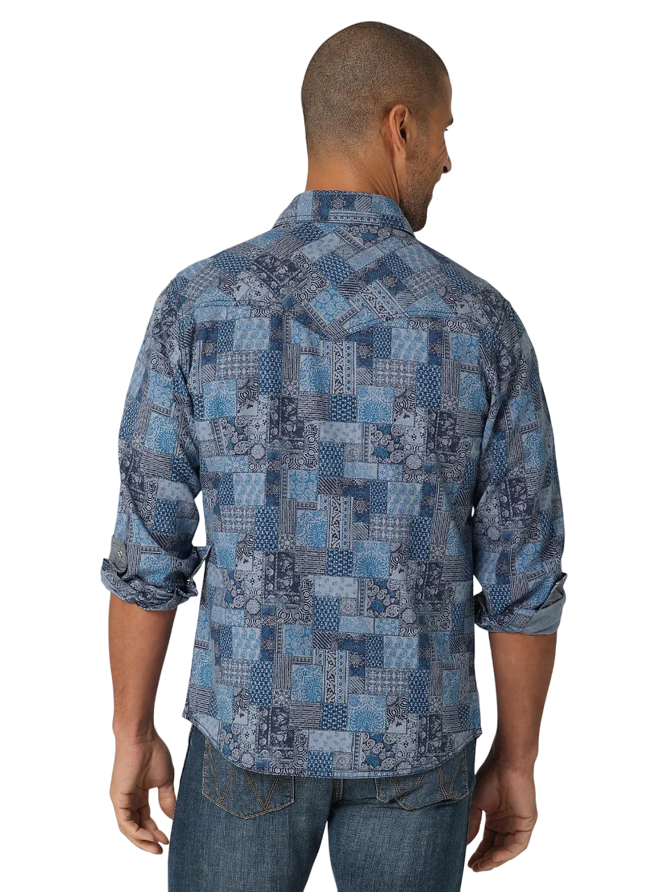 Wrangler Men's Retro Premium Patchwork Western Snap Shirt