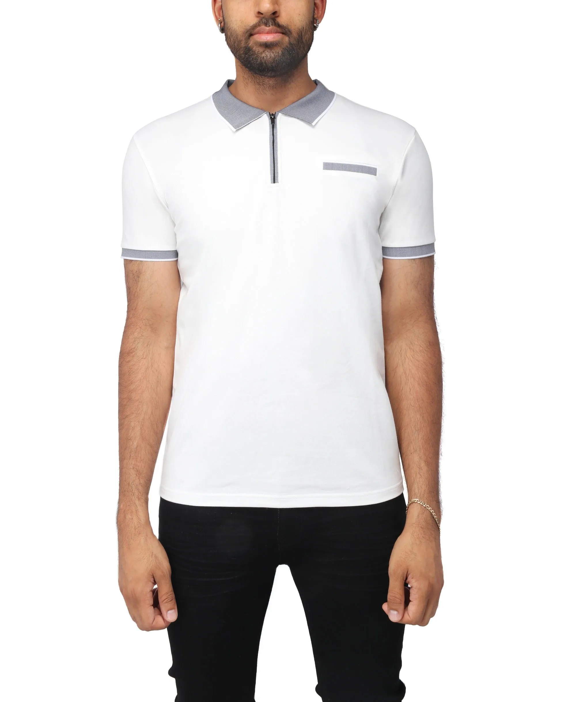 X RAY Men's Short Sleeve Zip-Neck Golf Polo Shirts