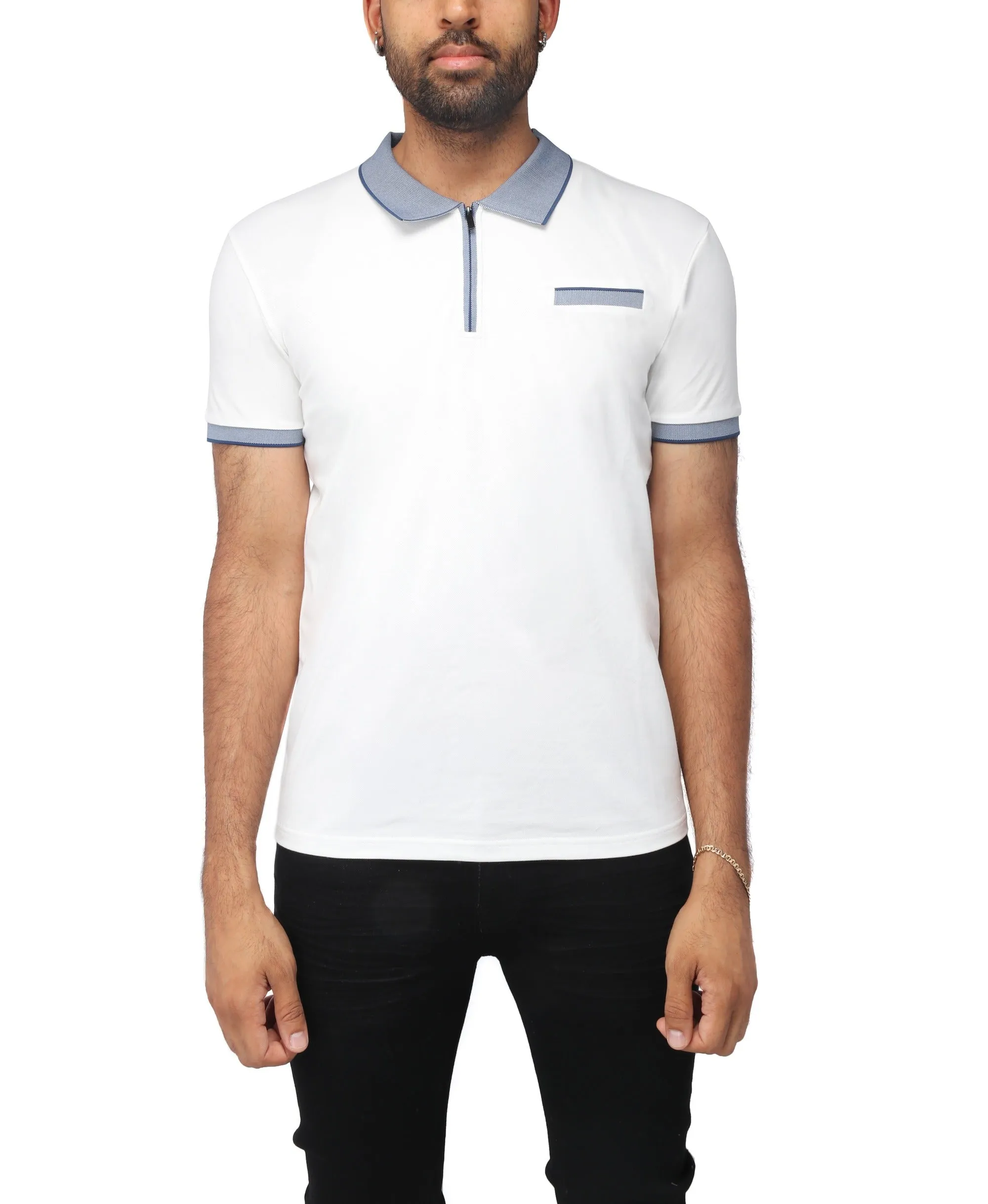 X RAY Men's Short Sleeve Zip-Neck Golf Polo Shirts